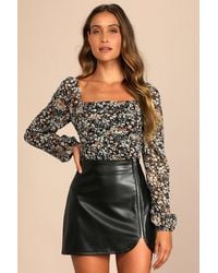 Lulus - Mood Setter Floral Print Ruched Long Sleeve Top - Lyst