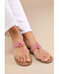 Lulus - Roderick And Striped Thong Sandals - Lyst