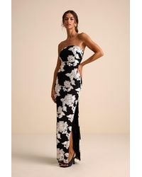 Lulus - Fitzroy Floral Textured Strapless Maxi Dress - Lyst