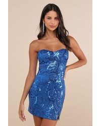 Lulus - Glamorous Intrigue Sequin Strapless Mini Dress - Lyst