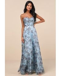 Lulus - Most Beautiful Day Multi Floral Print Organza Maxi Dress - Lyst