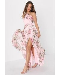 Lulus - Romantic Marvel Floral Print Halter Neck Maxi Dress - Lyst