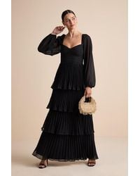 Lulus - Impactful Elegance Tiered Balloon Sleeve Maxi Dress - Lyst