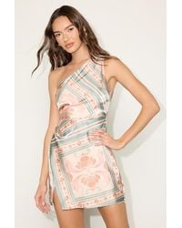 Lulus - Lakesha Multi Boho Print One-Shoulder Mini Dress - Lyst
