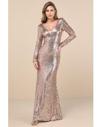 Lulus - Capture The Moon Long Sleeve Sequin Maxi Dress - Lyst