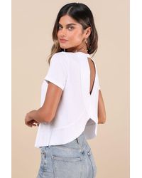 Lulus - Boosted Basic Ribbed Cutout Short Sleeve Top - Lyst
