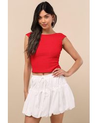 Lulus - Kirsty Tiered Drawstring Bubble-Hem Mini Skirt - Lyst
