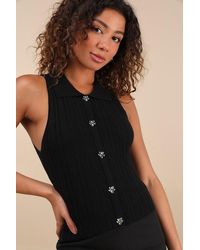 Lulus - Jena Ribbed Knit Button-Front Tank Top - Lyst