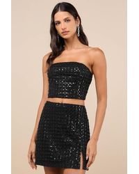 Lulus - Lovely Decadence Sequin Beaded High Rise Mini Skirt - Lyst