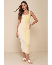 Lulus - Radiant Personality Color Block Ribbed Knit Midi Dress - Lyst