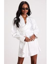 Lulus - Rumaria Satin Faux-Wrap Mini Dress - Lyst