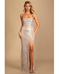 Lulus - Evenings Of Elegance Sequin Lace-Up Maxi Dress - Lyst