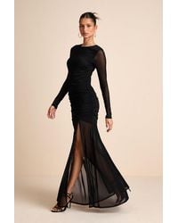 Lulus - Vibrant Poise Mesh Ruched Maxi Dress - Lyst