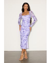 Lulus - Janessa Floral Mesh Bodycon Midi Dress - Lyst