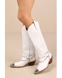 Matisse - Brazen Distressed Studded Chain Knee-High Boots - Lyst