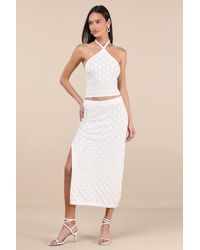 Rhythm - Daisy Pointelle Knit Midi Skirt - Lyst