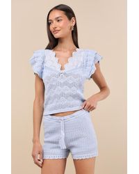 JACQUIE THE LABEL - Caroline Crochet Knit Shorts - Lyst