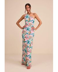 Lulus - Mikesha Multi Abstract One-Shoulder Sash Maxi Dress - Lyst
