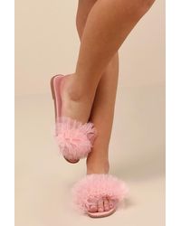 Lulus - Torria Tulle Slide Sandals - Lyst
