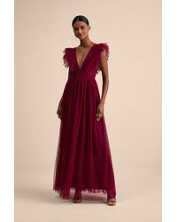 Lulus - Simply Delighted Mesh Ruffled Backless Maxi Dress - Lyst