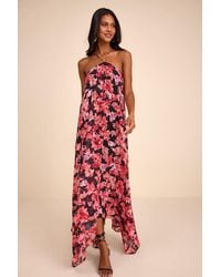 Lulus - Dezzi Multi Floral Halter Shift Maxi Dress - Lyst