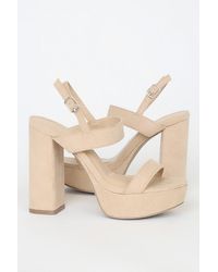 Lulus - Acee Natural Suede Platform Heels - Lyst