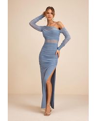 Lulus - Lucena Mesh Asymmetrical Maxi Dress - Lyst