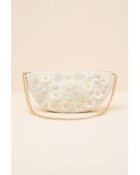 Lulus - Eira Beaded Pearl Floral Shoulder Bag - Lyst