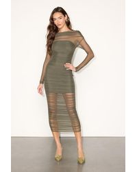 Lulus - Sunama Mesh Ruched Long Sleeve Bodycon Midi Dress - Lyst