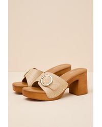 Lulus - Joplin Raffia Platform Slide Sandals - Lyst
