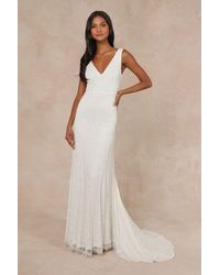 Lulus - Passionate Romance Beaded Sequin Mermaid Maxi Dress - Lyst