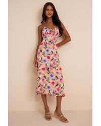 Lulus - Jovany Multi Floral Jacquard Slip Midi Dress - Lyst