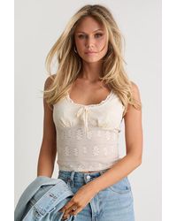 Lulus - Shaney Cream Sheer Knit Tank Top - Lyst