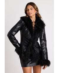 Lulus - Valona Vegan Leather Shearling Jacket - Lyst