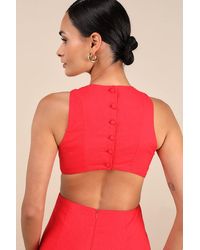 Lulus - Alouette Linen Cutout Mini Dress - Lyst