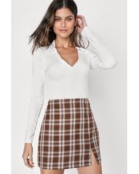 Lulus - Cutest Lesson Plaid High-Rise Mini Skirt - Lyst