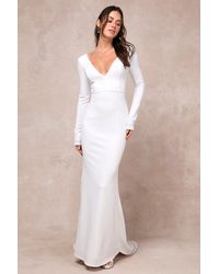 Lulus - Extravagant Love Backless Long Sleeve Ruched Maxi Dress - Lyst