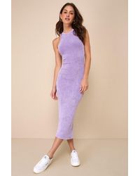 Lulus - Essentially Sweet Washed Ribbed Sleeveless Midi Dress - Lyst