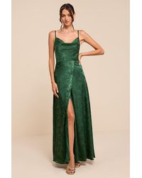 Lulus - Simply Dreamy Satin Floral Jacquard Maxi Dress - Lyst