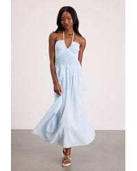 Lulus - Kylene Pleated Halter Maxi Dress - Lyst