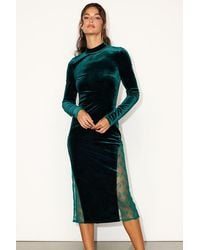 Lulus - Eloquent Drama Velvet Mock Neck Midi Dress - Lyst