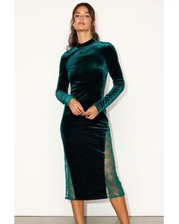 Lulus - Eloquent Drama Velvet Mock Neck Midi Dress - Lyst