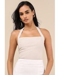 Lulus - Maebyn Halter Crop Top - Lyst
