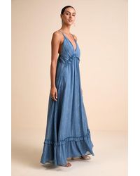 Lulus - Massiel Lurex Ruffled Maxi Dress - Lyst