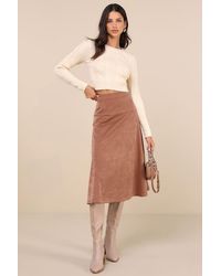 Lulus - Flawless Composure Suede High-Waisted Midi Skirt - Lyst