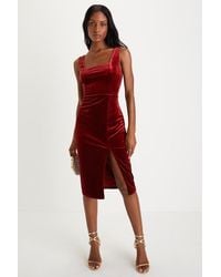 Lulus - Baby, You'Re The One Velvet Sleeveless Midi Dress - Lyst
