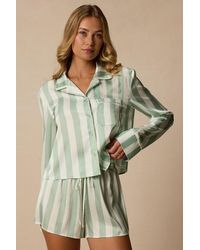 Lulus - Patsy Mint Striped Satin Two-Piece Pajama Set - Lyst
