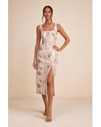 Lulus - Diani Blush Abstract Jacquard Column Midi Dress - Lyst