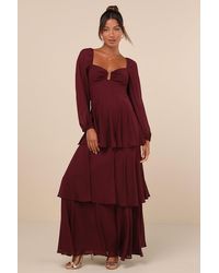 Lulus - Tier To Enchant Long Sleeve Tiered Maxi Dress - Lyst