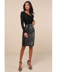 Lulus - She's Irresistible Vegan Leather Pencil Skirt - Lyst